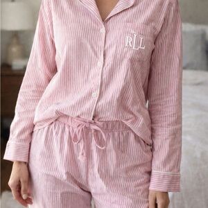 Ralph Lauren Pink and White Striped Pajama Set
